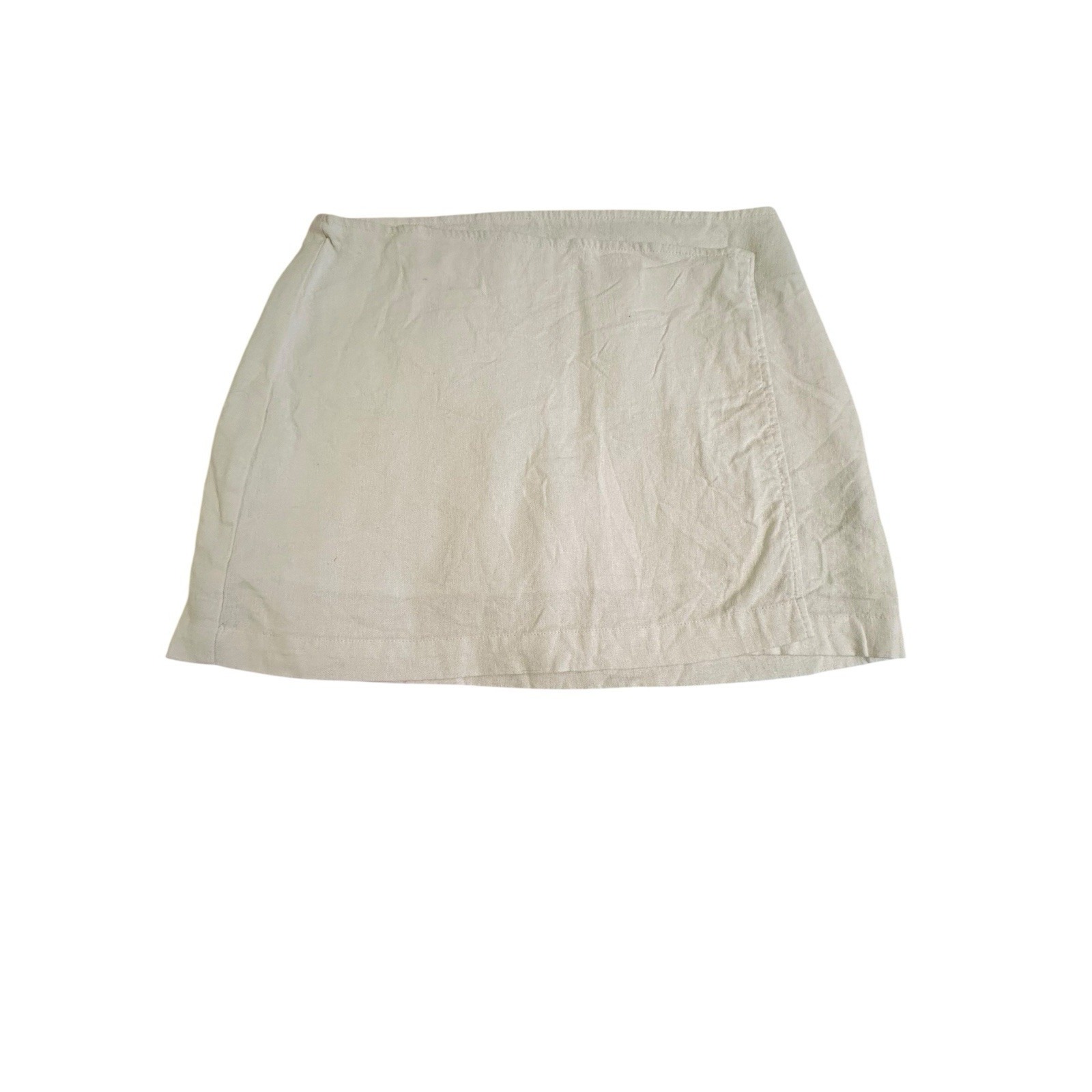 Glassons Skirt Womens 8 Size White Mini Wrap Euro Flax Linen Viscose #Ee2-2